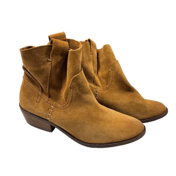 Dolce Vita DV Suede Ankle Boots Size 9 Tan Brown Slouchy Western Booties - Picture 1 of 11